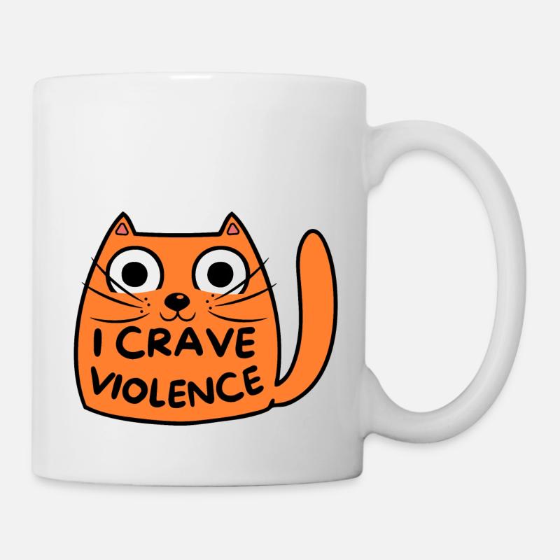 Cute Ginger Cat "I Crave Violence" - Mug - white