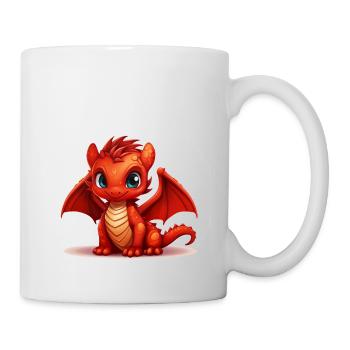 Kleiner roter Drache - Tasse - Weiß - Rechts