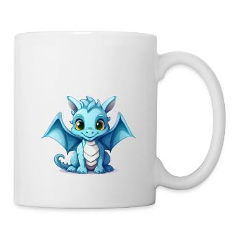 Kleiner blauer Drache - Tasse - Weiß - Rechts