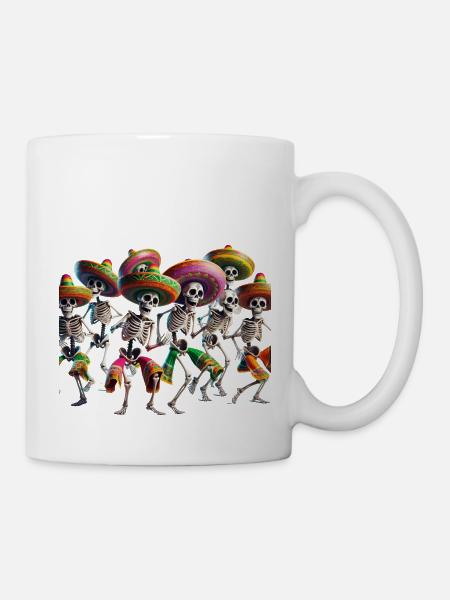 Tanz mit den Geistern in unserem Dancing Skeletons - Tasse - Weiß