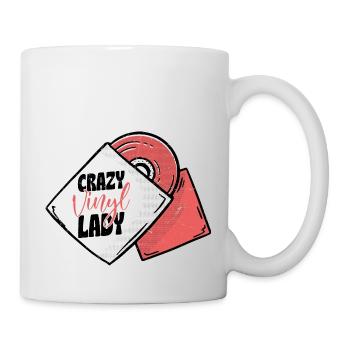 Crazy Vinyl Lady Record Vintage Fan - Mug - white - Right
