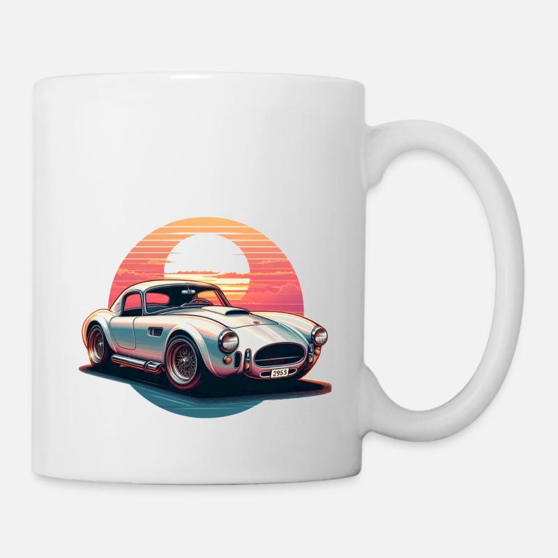 voiture vintage couché de soleil - Mug blanc - blanc