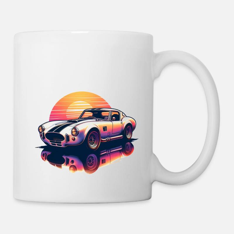 voiture vintage couché de soleil - Mug blanc - blanc