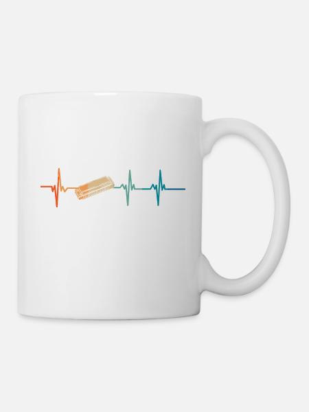 Mundharmonika-Herzschlag - Tasse - Weiß