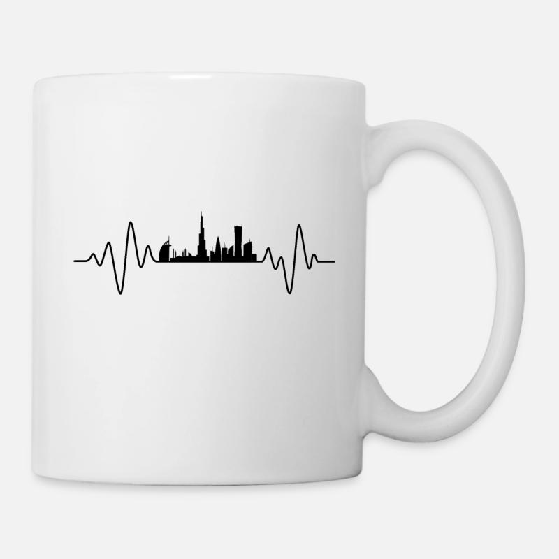Dubaï Heartbeat Skyline Dubaï - Mug blanc - blanc