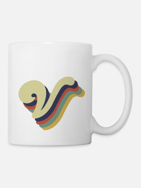 Retro-V-Buchstabe - Tasse - Weiß