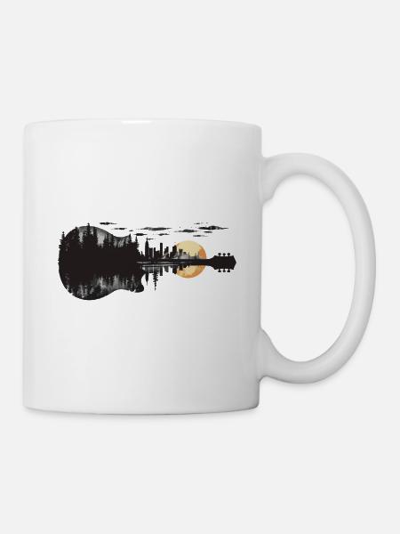 Guitare, Arbres, Forêt, Nature, Skyline, Soleil, Art, Musique - Mug blanc - blanc