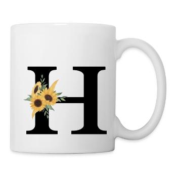 Buchstabe h Blumen-Sonnenblume - Tasse - Weiß - Rechts