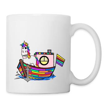 Regenbogen Einhörner Seemänner Regenbogenfahne - Tasse - Weiß - Rechts