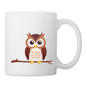 Eagle Owl Owl Bird on Branch - Mug - white - Right