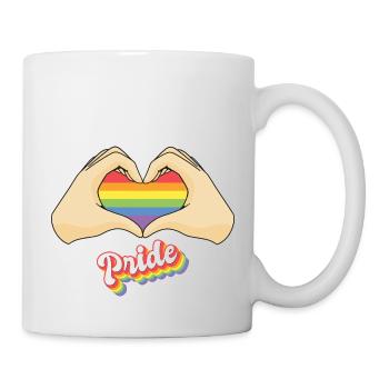 Gay Lesbian Pride Heart - LGBT Regenbogenflagge - Tasse - Weiß - Rechts