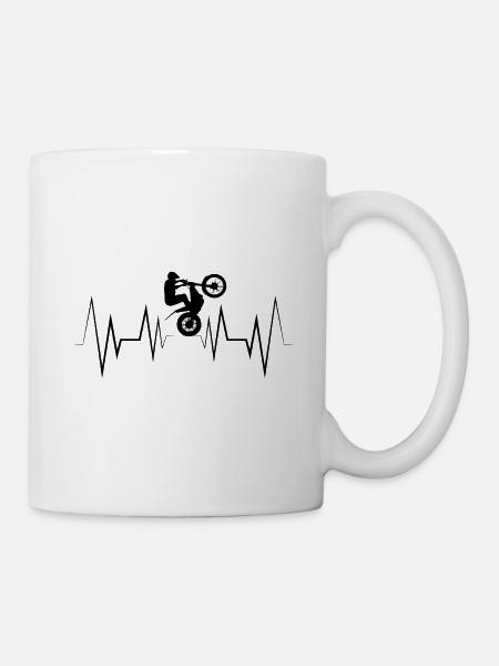 Silhouette de moto Heartbeat Cross - Mug blanc - blanc