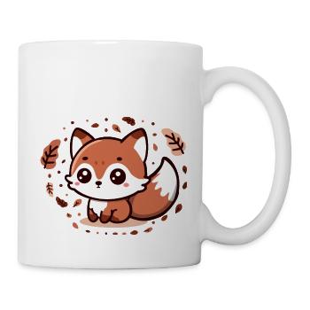 Charme d’automne : Chibi Fox avec queue duveteuse - Mug blanc - blanc - Droite