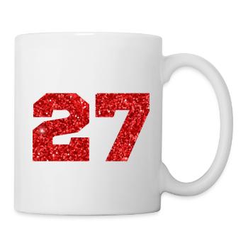 Numéro 27 paillettes rouge - 27e anniversaire - Mug blanc - blanc - Droite