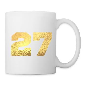 Numéro 27 paillettes doré - 27e anniversaire - Mug blanc - blanc - Droite