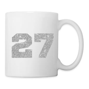 Numéro 27 paillettes argenté - 27e anniversaire - Mug blanc - blanc - Droite