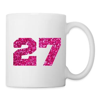 Numéro 27 paillettes rose - 27e anniversaire - Mug blanc - blanc - Droite
