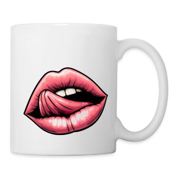 Sexy Pretty Lips & Tongue - Sinnlicher Charme - Tasse - Weiß - Rechts