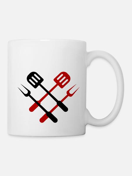 Grillzange Grillen - Tasse - Weiß