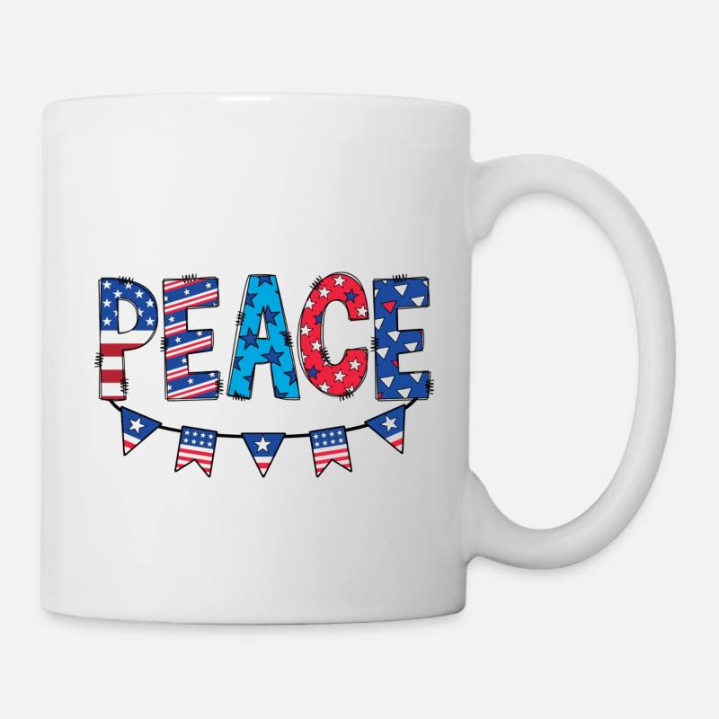 Peace in Red, White, and Blue - Mug blanc - blanc