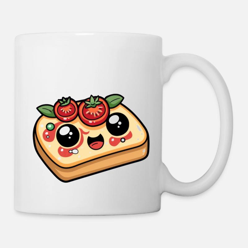 Lustiges Brot mit Tomate Comic - Tasse - Weiß