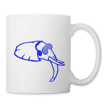 Cooler DJ Elefant Musik Spaß Club Party Tier Kopf - Tasse - Weiß - Rechts