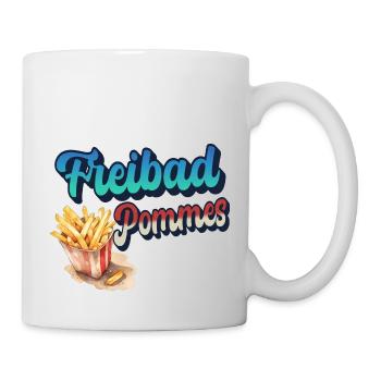 Freibad Pommes - Tasse - Weiß - Rechts