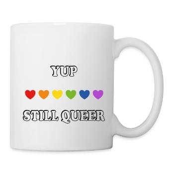 Yup Still Queer Rainbow hearts funny gay - Mug - white - Right