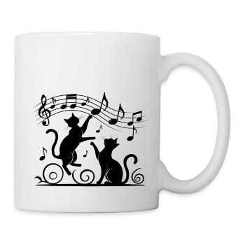 Black cats pattern playing with musical note - Mug - white - Right