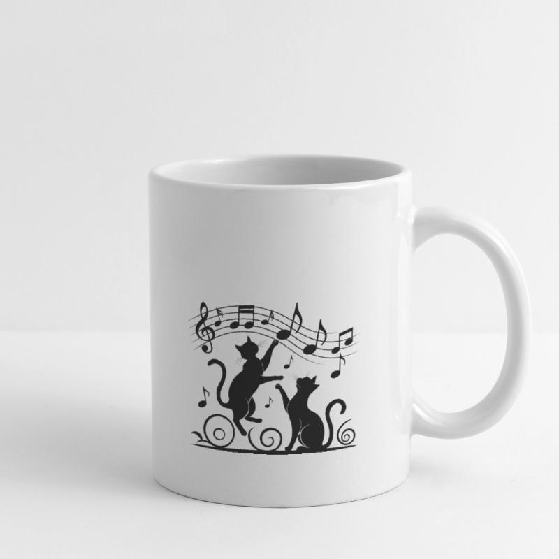 Black cats pattern playing with musical note Mug