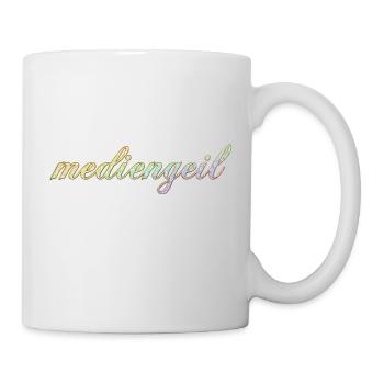 mediengeil Diamond Rainbow frech cooler Schriftzug - Tasse - Weiß - Rechts