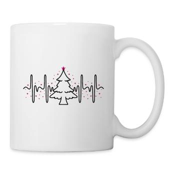 Battement de coeur de Noël ECG étoiles Sapin de Noël - Mug blanc - blanc - Droite