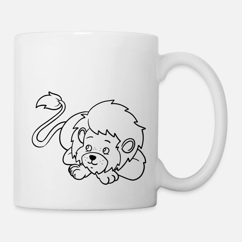 🦁 Lion mignon pour les esprits créatifs et les petits artistes - Mug blanc - blanc