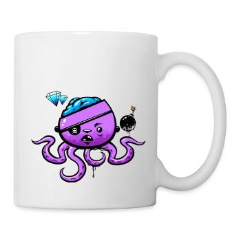 Pieuvre pirate avec bombe - Mug blanc - blanc - Droite