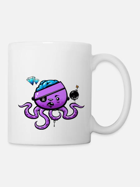 Piraten-Oktopus mit Bombe - Tasse - Weiß