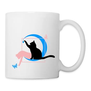 Die Katze Leonardo Da Vinci Style mit Herz - Tasse - Weiß - Rechts