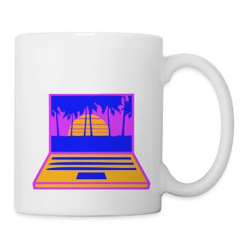 Laptop Computer Bildschirm Palmen PC Streifen Nerd - Tasse - Weiß - Rechts