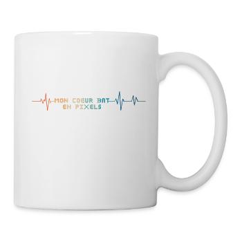 Retro Herzschlag mein Herz schlägt in Pixeln - Tasse - Weiß - Rechts