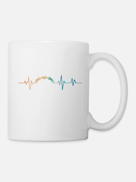 Retro Heartbeat Stacheldraht - Tasse - Weiß