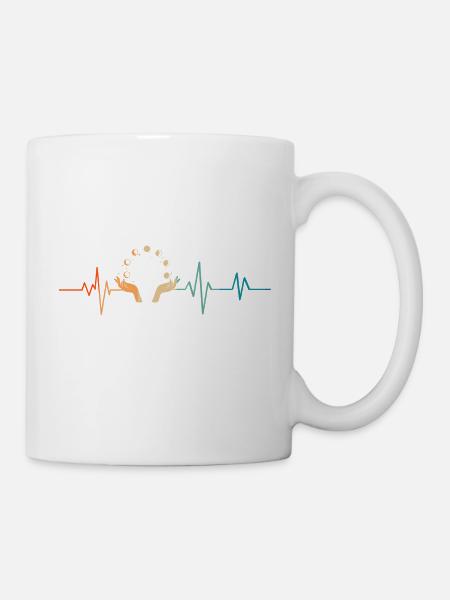 Retro-Herzschlag-Mondphasen - Tasse - Weiß