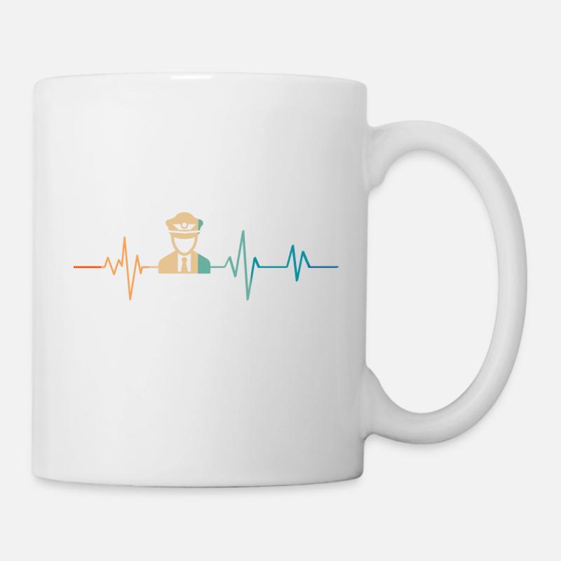 Battement de coeur rétro pilote d’avion - Mug blanc - blanc