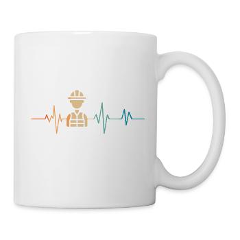 Battement de coeur rétro conducteur de travaux - Mug blanc - blanc - Droite