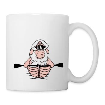 Schaf Kapitän Paddelt Rudert Seeräuber Ruderboot - Tasse - Weiß - Rechts