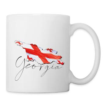 Drapeau de la Géorgie sur la carte de la Géorgie FR - Mug blanc - blanc - Droite