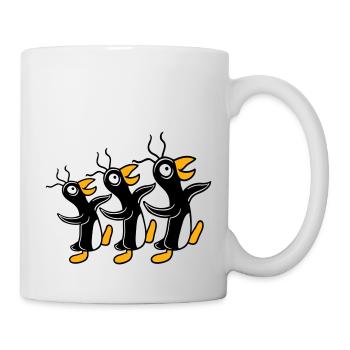 3 crazy penguins running stupid team friends crew - Mug - white - Right