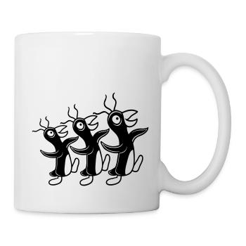 3 crazy penguins running stupid team friends crew - Mug - white - Right
