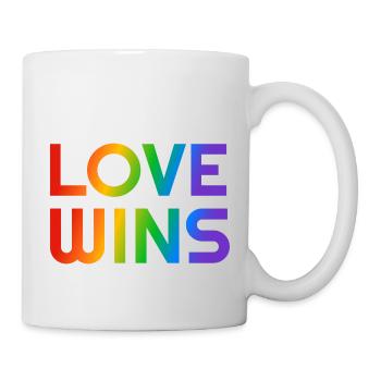 Liebe gewinnt Regenbogen LGBTQ schwul - Tasse - Weiß - Rechts