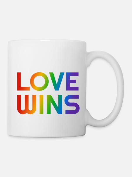 Liebe gewinnt Regenbogen LGBTQ schwul - Tasse - Weiß