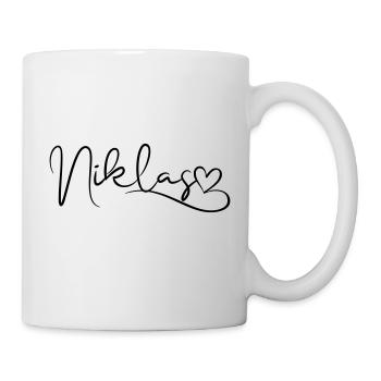 Niklas Name Vorname Herzdekor - Tasse - Weiß - Rechts