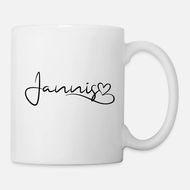 Jannis Nom Prénom Décor coeur - Mug blanc - blanc